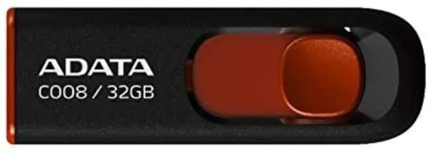 ADATA C008 32GB Retractable USB 2.0 Flash Drive - Black