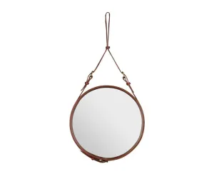 Adnet Wall Mirror, Circular - Tan Leather
