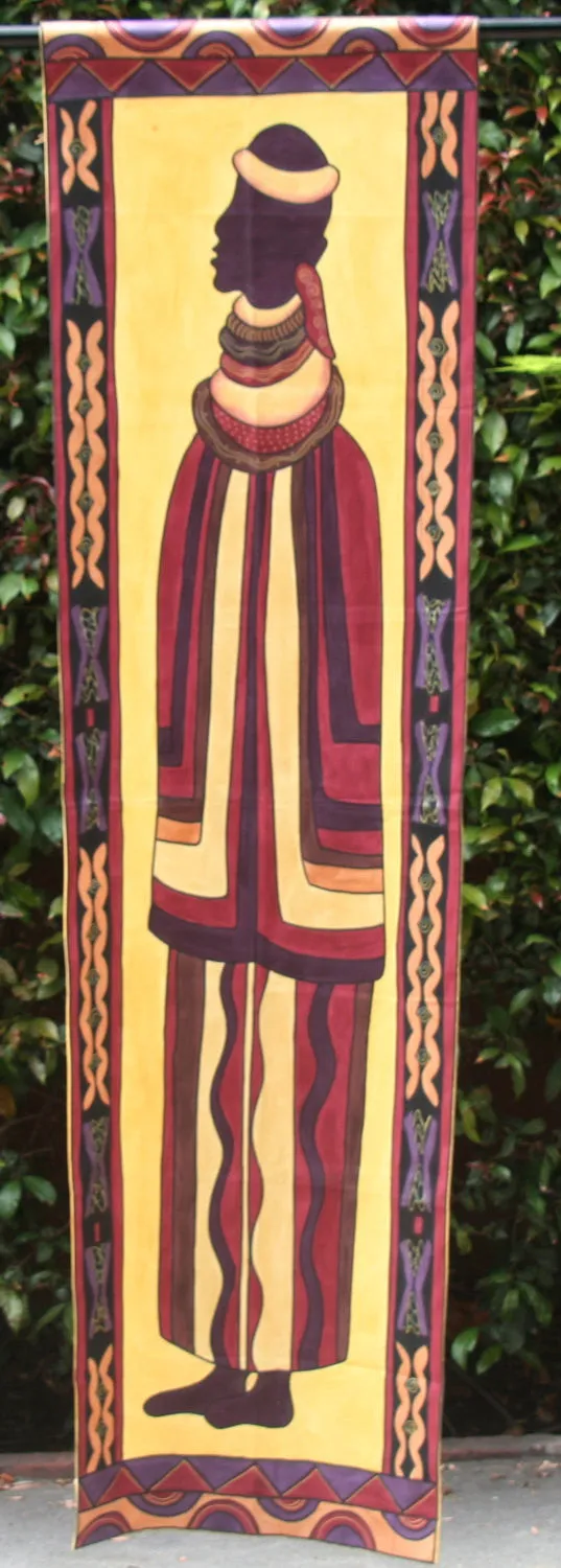 African Ndebele Art Wall Hanging 21"WX77"L Handpainted in South Africa