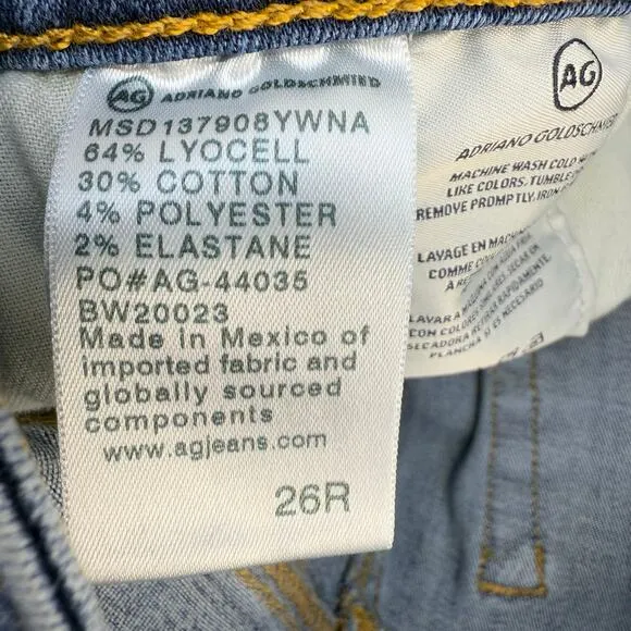 AG-ED Denim Jeans Women's 26R The Farrah Skinny Blue Adriano Goldschmied Preppy