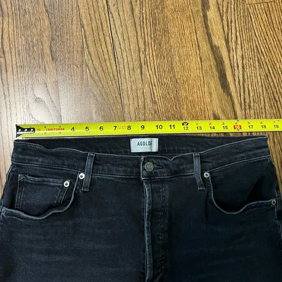 AGOLDE Riley High Rise Straight Crop Black Denim Jean Panoramic Women's …