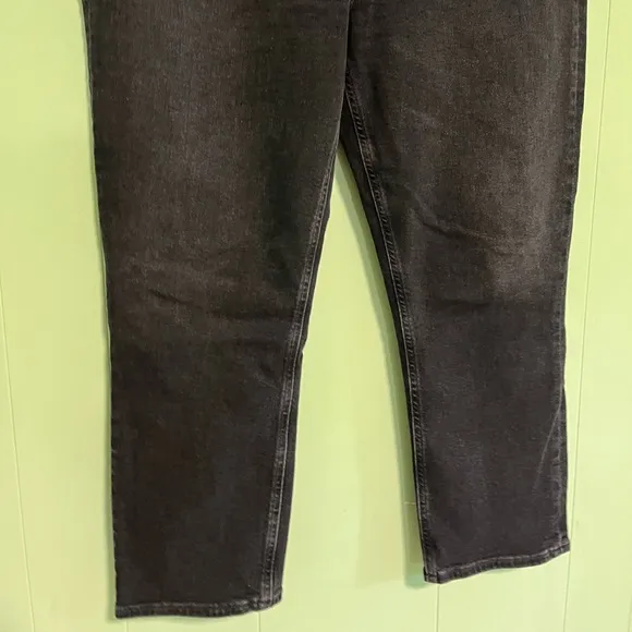 AGOLDE Riley High Rise Straight Crop Black Denim Jean Panoramic Women's …