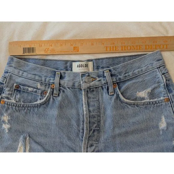 Agolde Vintage Parker Cut Off Denim Shorts in Swapmeet Raw Hem 27&quot; W 2.5&quot; Inseam