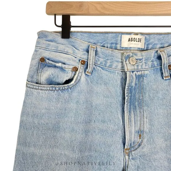 Agolde Women's Lyle Low Rise Slim Organic Cotton Denim Jeans Sz 28, Switch Blue
