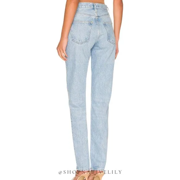 Agolde Women's Lyle Low Rise Slim Organic Cotton Denim Jeans Sz 28, Switch Blue