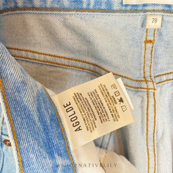 Agolde Women's Lyle Low Rise Slim Organic Cotton Denim Jeans Sz 28, Switch Blue
