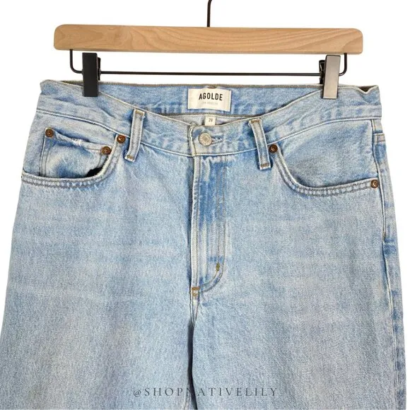 Agolde Women's Lyle Low Rise Slim Organic Cotton Denim Jeans Sz 28, Switch Blue