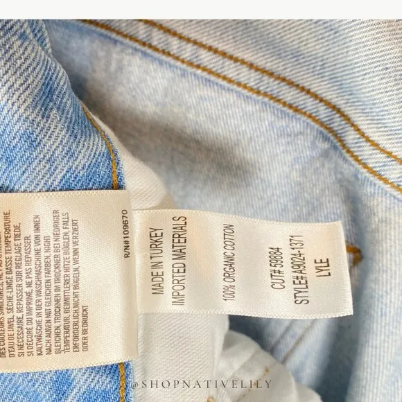 Agolde Women's Lyle Low Rise Slim Organic Cotton Denim Jeans Sz 28, Switch Blue