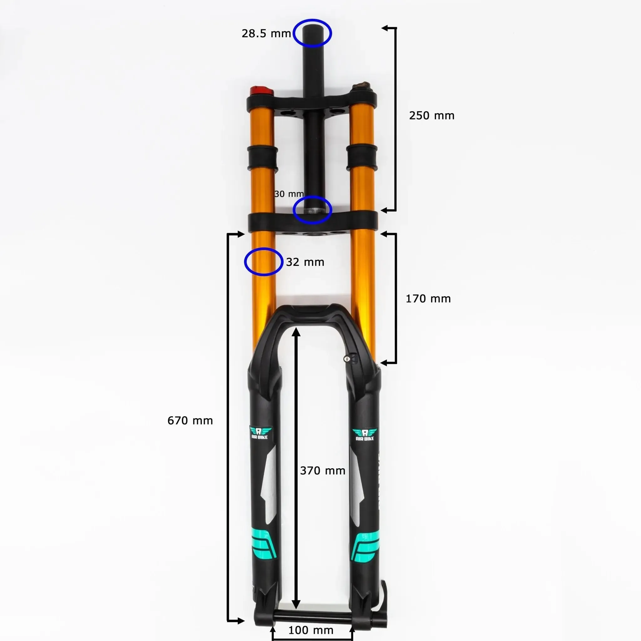 Air Bike 26 Inch Downhill Mountain Bike Suspension Fork 170mm Travel & Rebound Adjustment, Shock Absorber, 1 1/8 Straight Steerer Tube, Hydrolic Gated Lockout System, Black and Gold