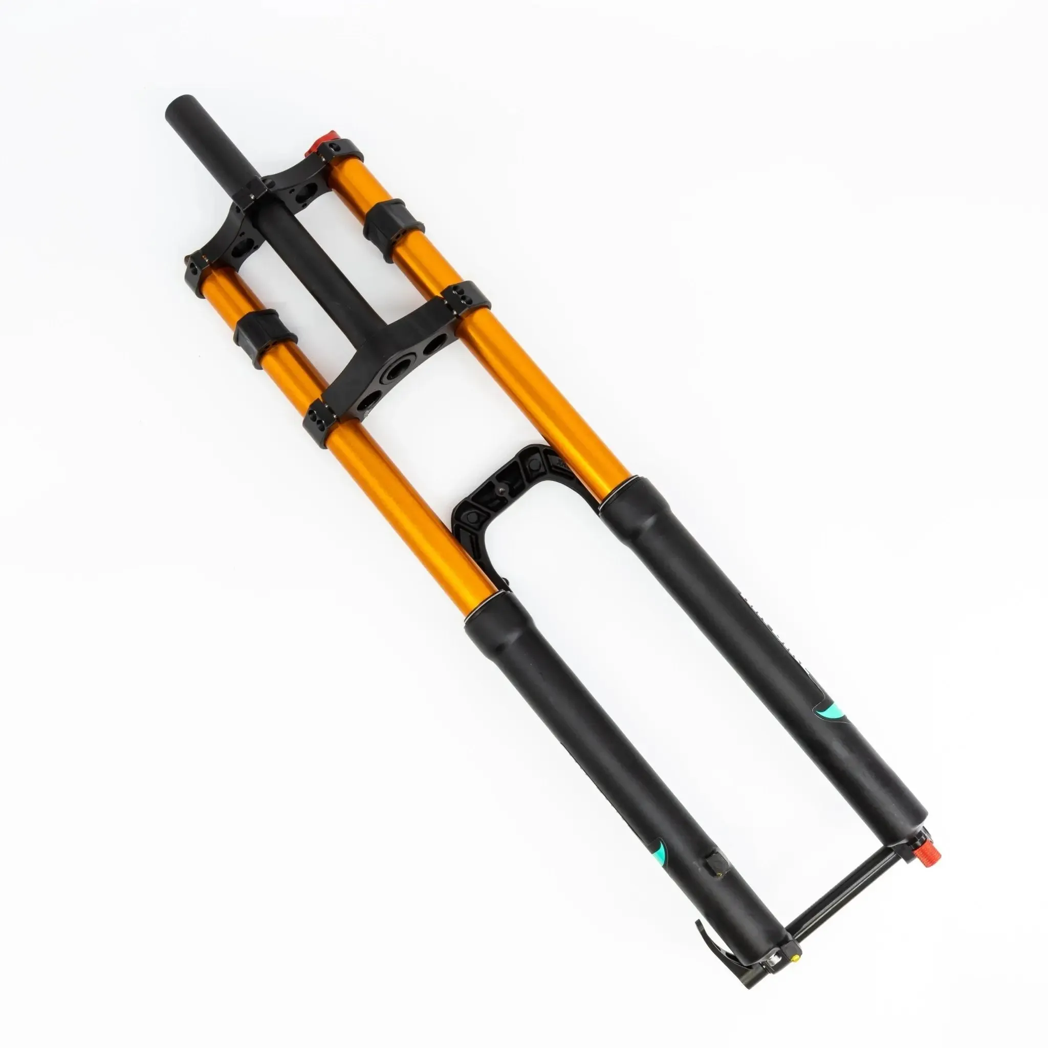 Air Bike 26 Inch Downhill Mountain Bike Suspension Fork 170mm Travel & Rebound Adjustment, Shock Absorber, 1 1/8 Straight Steerer Tube, Hydrolic Gated Lockout System, Black and Gold