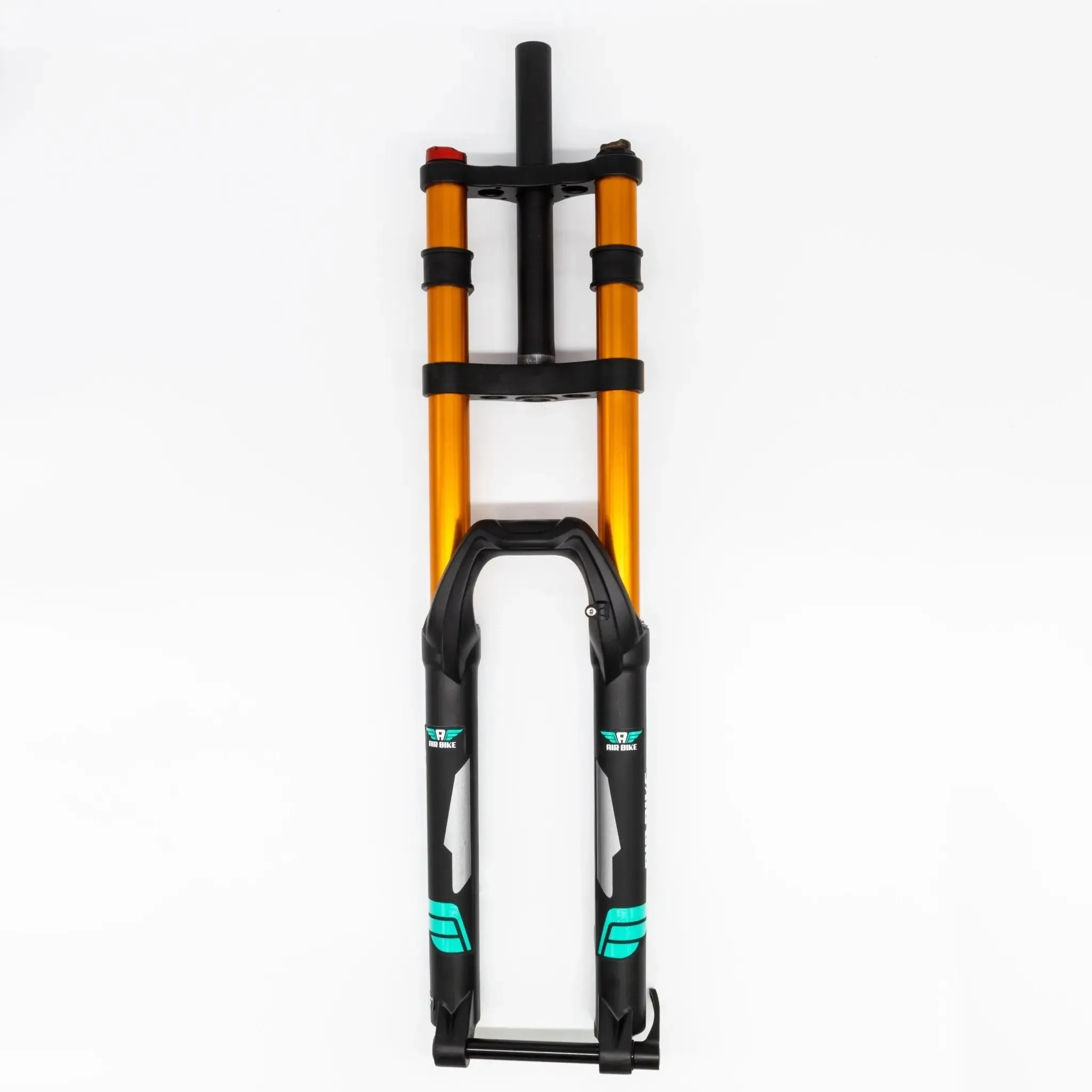 Air Bike 26 Inch Downhill Mountain Bike Suspension Fork 170mm Travel & Rebound Adjustment, Shock Absorber, 1 1/8 Straight Steerer Tube, Hydrolic Gated Lockout System, Black and Gold