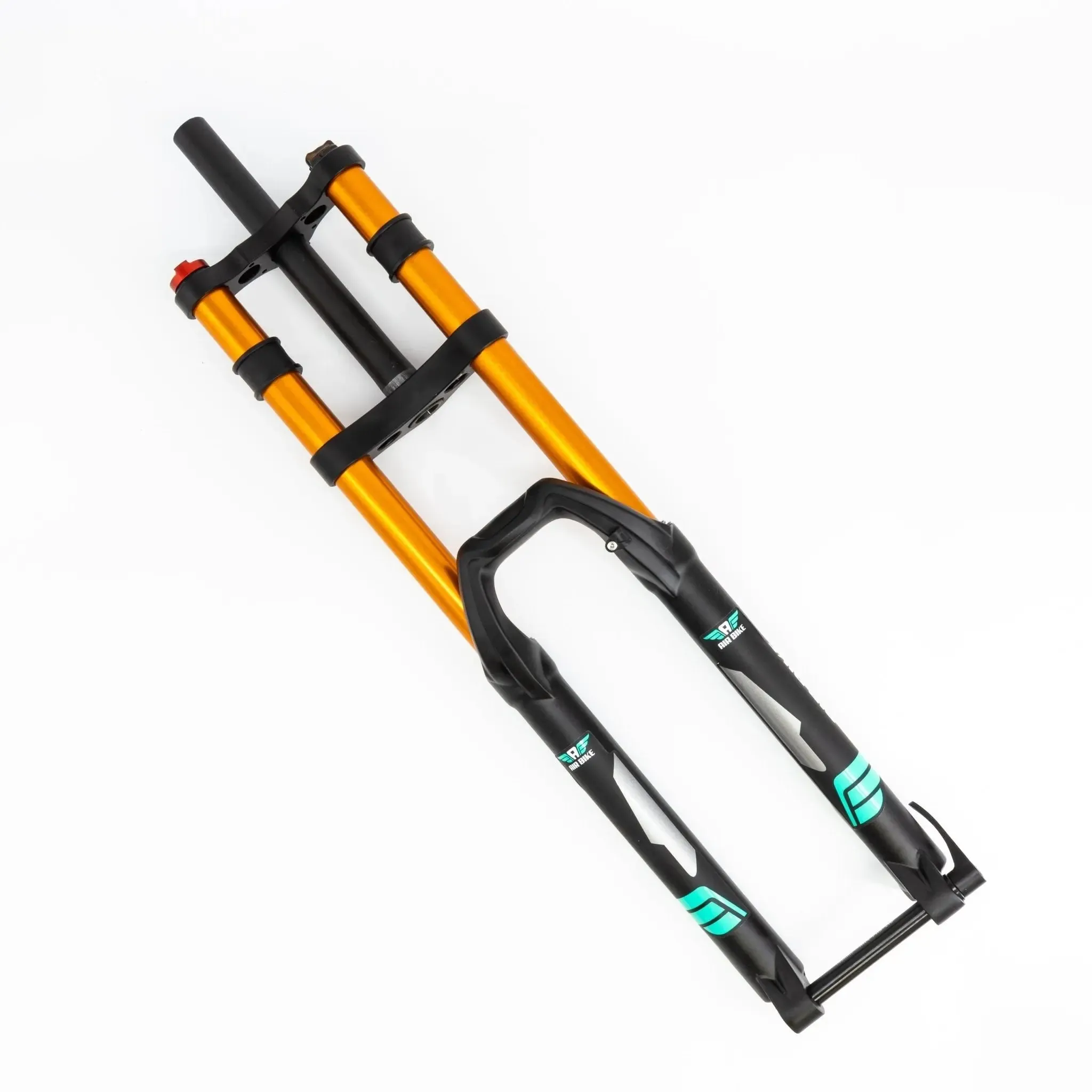 Air Bike 26 Inch Downhill Mountain Bike Suspension Fork 170mm Travel & Rebound Adjustment, Shock Absorber, 1 1/8 Straight Steerer Tube, Hydrolic Gated Lockout System, Black and Gold