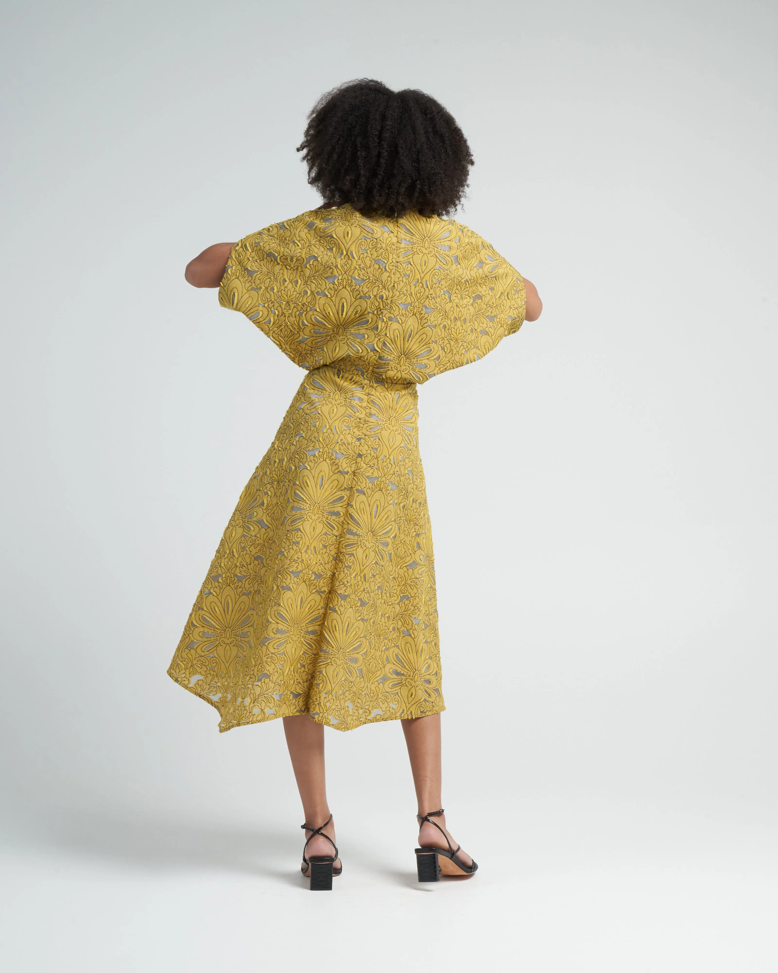 aki wave dress - canary