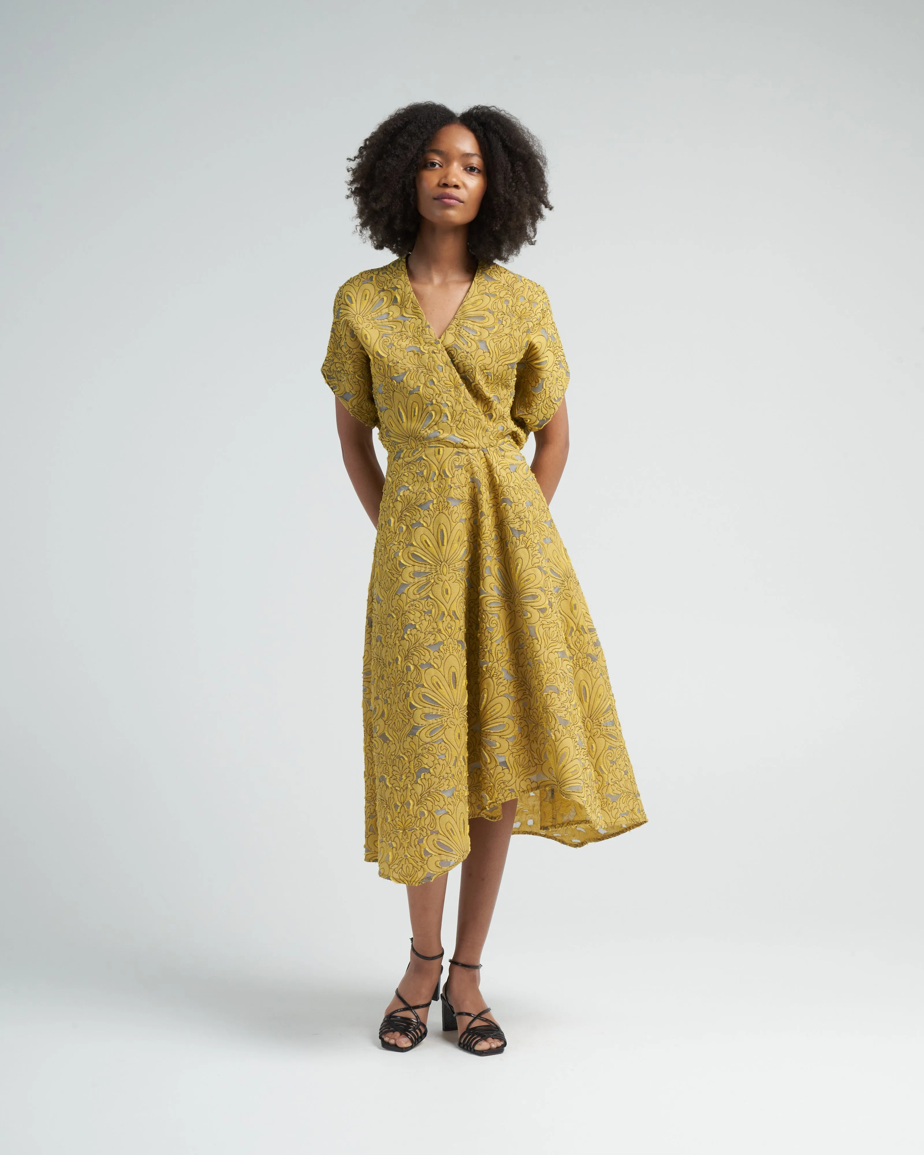 aki wave dress - canary