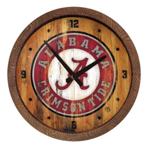 Alabama Crimson Tide: School Seal - Weathered "Faux" Barrel Top Wall Clock