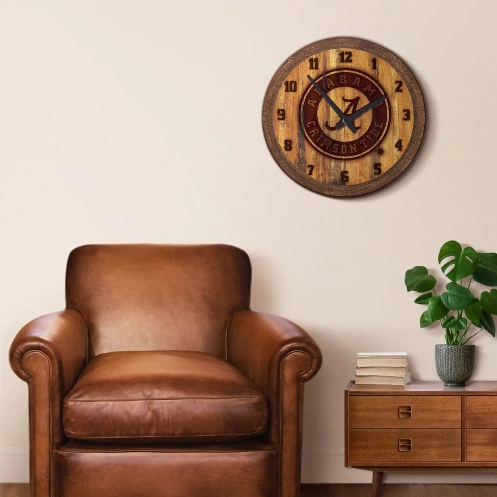 Alabama Crimson Tide: Seal - Branded "Faux" Barrel Top Wall Clock