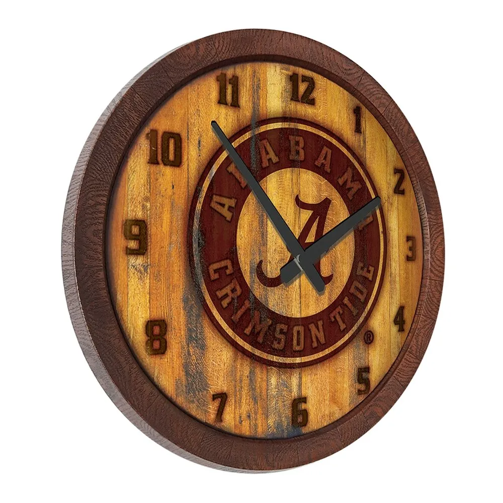 Alabama Crimson Tide: Seal - Branded "Faux" Barrel Top Wall Clock