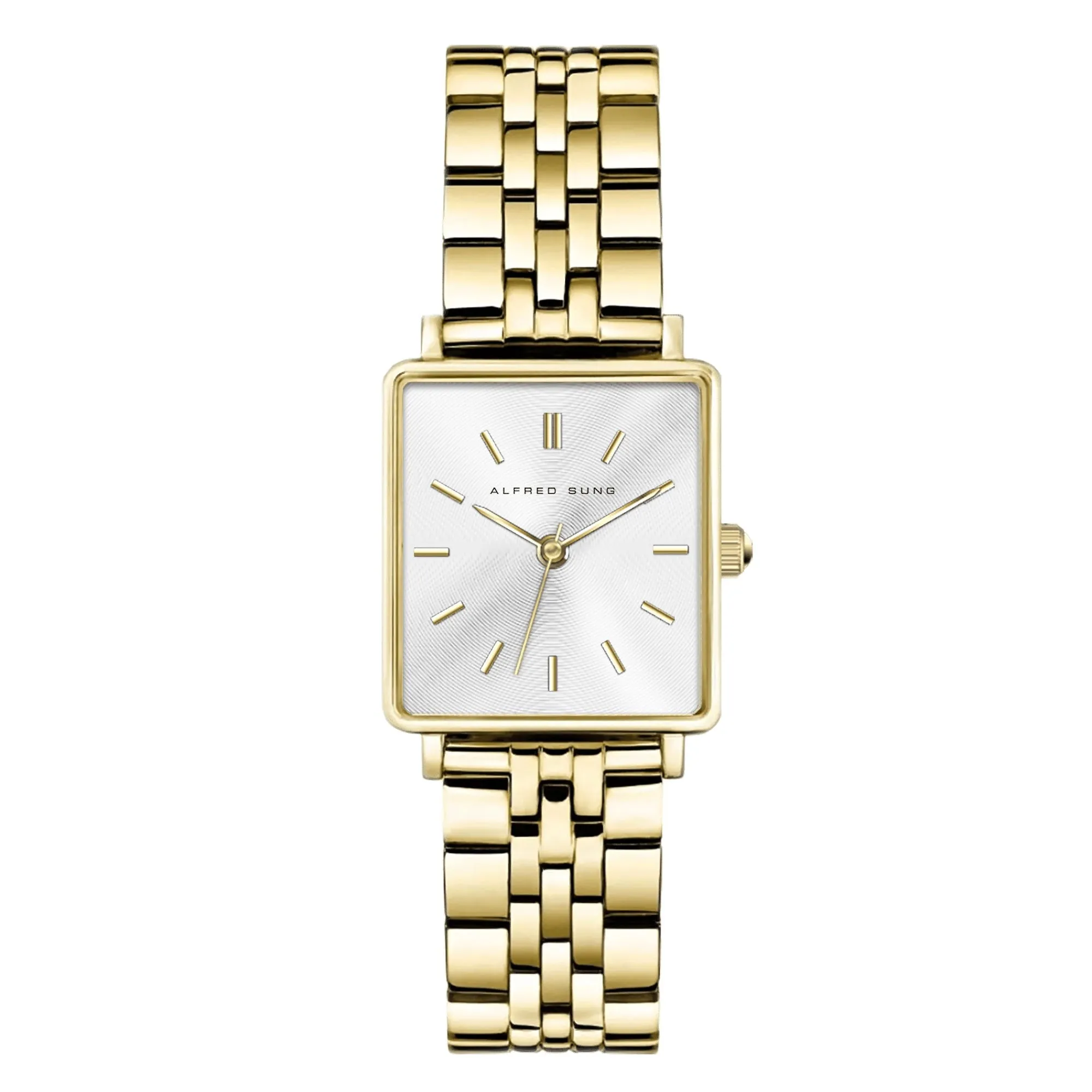 Alfred Sung Harmony Sunray Silver dial Gold Stainless Steel Bracelet Ladies watch