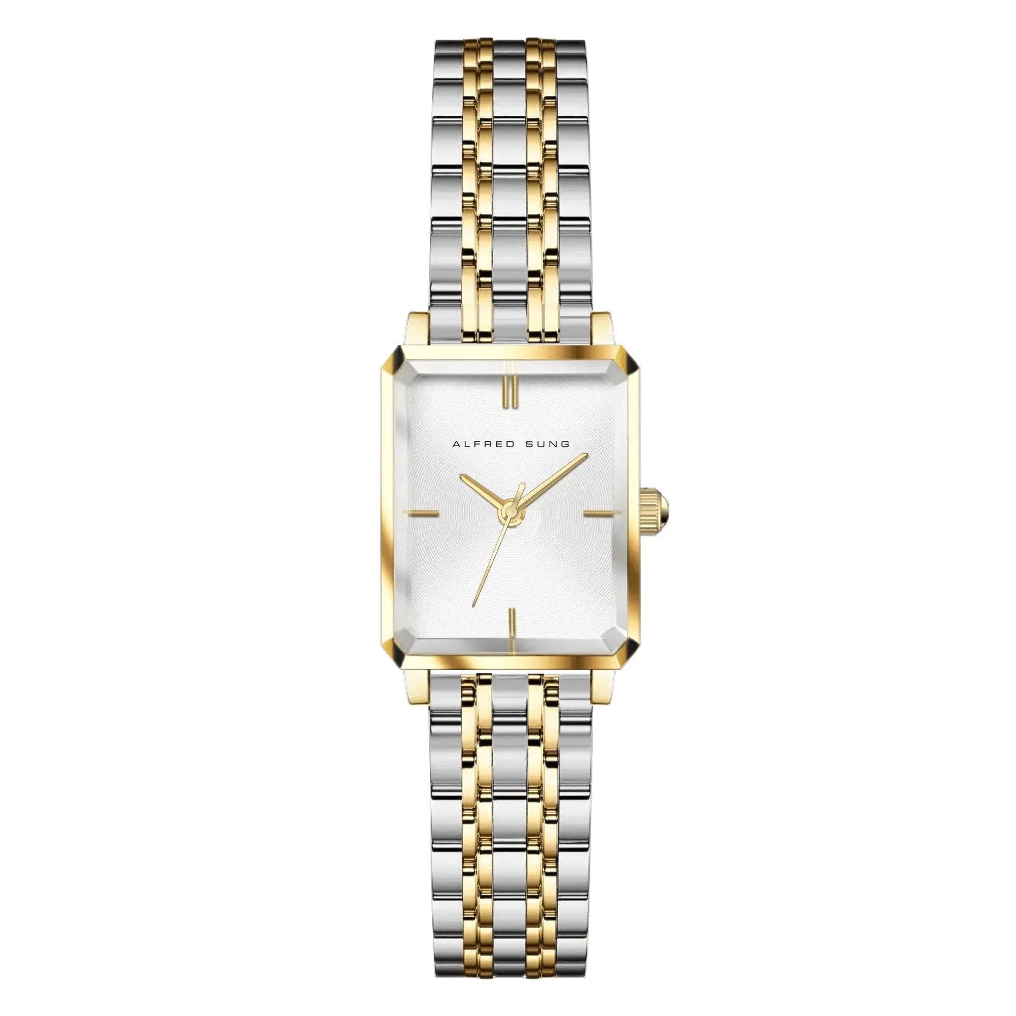 Alfred Sung Octavia Silver Sunray Dial Two-Tone Bracelet Ladies watch