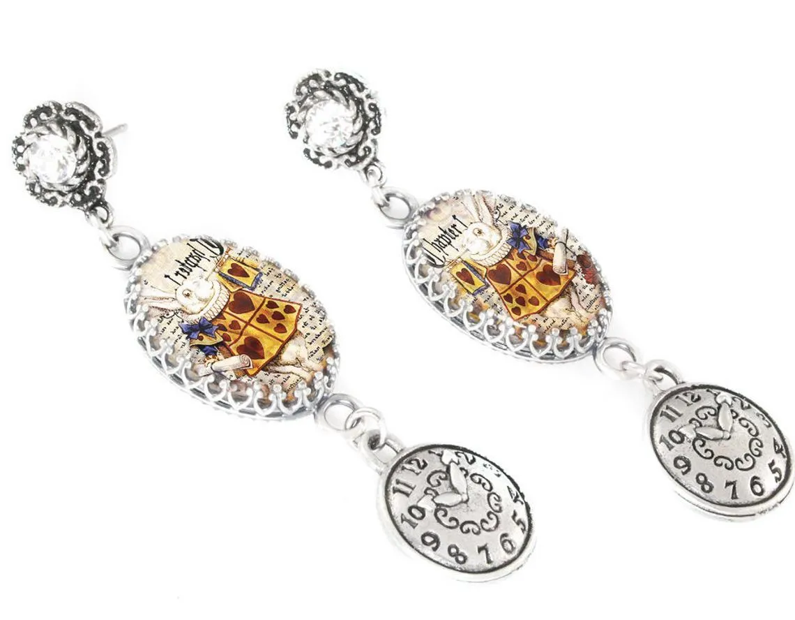 Alice in Wonderland White Rabbit Earrings