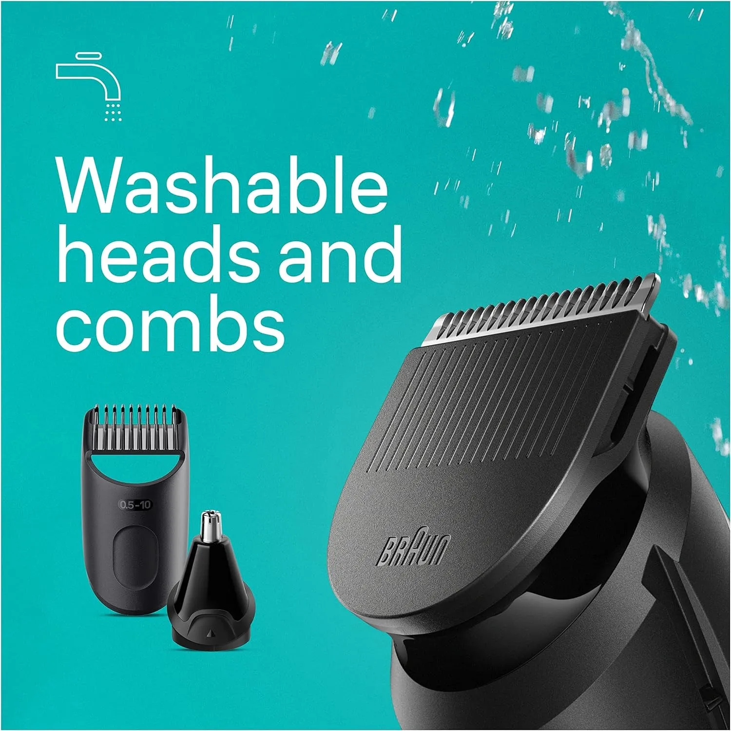 All-In-One Style Kit Series 3 3430, 3-In-1 Trimmer for Men with Beard Trimmer, Ear & Nose Trimmer, Hair Clippers, Ultra-Sharp Blade, 20 Length Settings, Washable