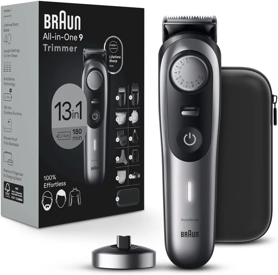 All-In-One Style Kit Series 9 9440, Shaving Kit with 13-In-1 Trimmer for Beard, Body, Manscaping, Hair Clippers & More, Holiday Gifts for Men
