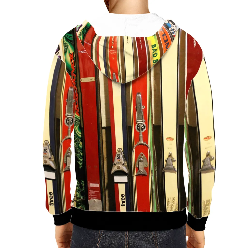 All-Over Print Pullover Hoodie - Skis and Bindings