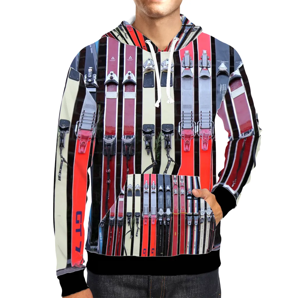 All-Over Print Pullover Hoodie - Vintage Skis