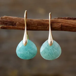 Amazonite Gold Drop Earrings