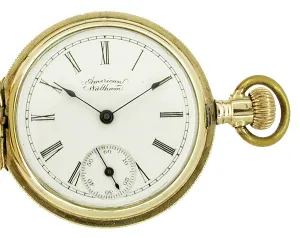 American Waltham Ladies 0 Size Pocket Watch in 14 Karat Gold Hunter Case