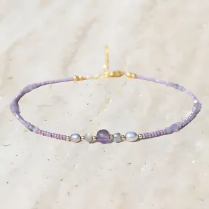Amethyst and Pearl Anklet