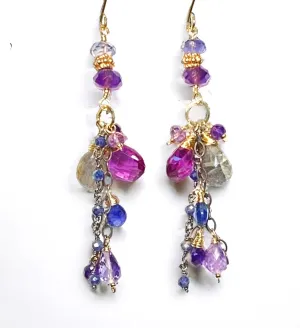 Amethyst Blue Violet Mixed Metal Boho Dangle Earrings 2
