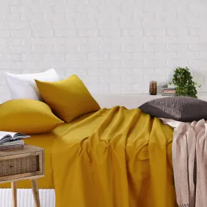 Amsons Sheet Set - Fitted & Flat Sheet With Pillowcases - Mustard