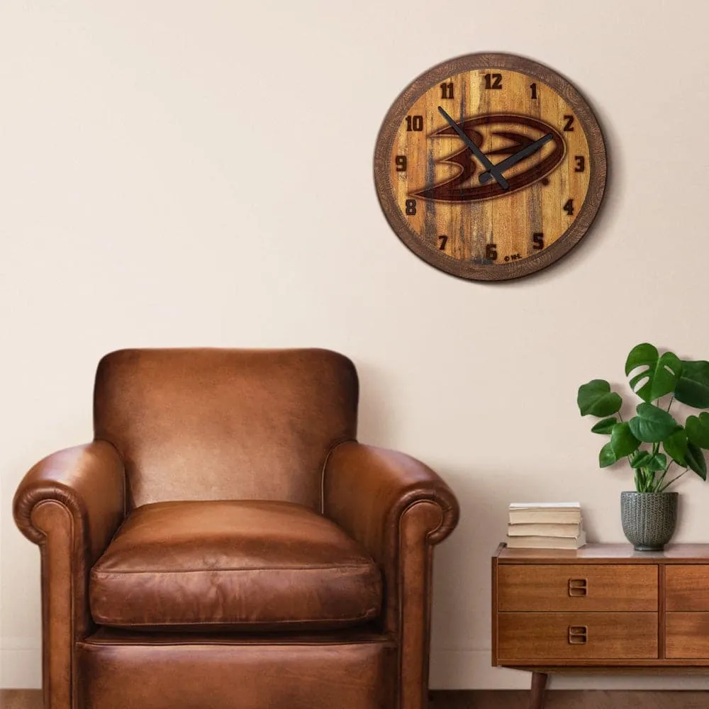 Anaheim Ducks: Branded "Faux" Barrel Top Wall Clock