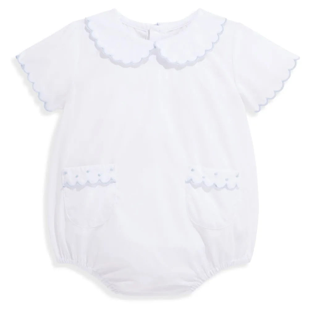 Ande White w/ Blue Embroidered Pocket Bubble