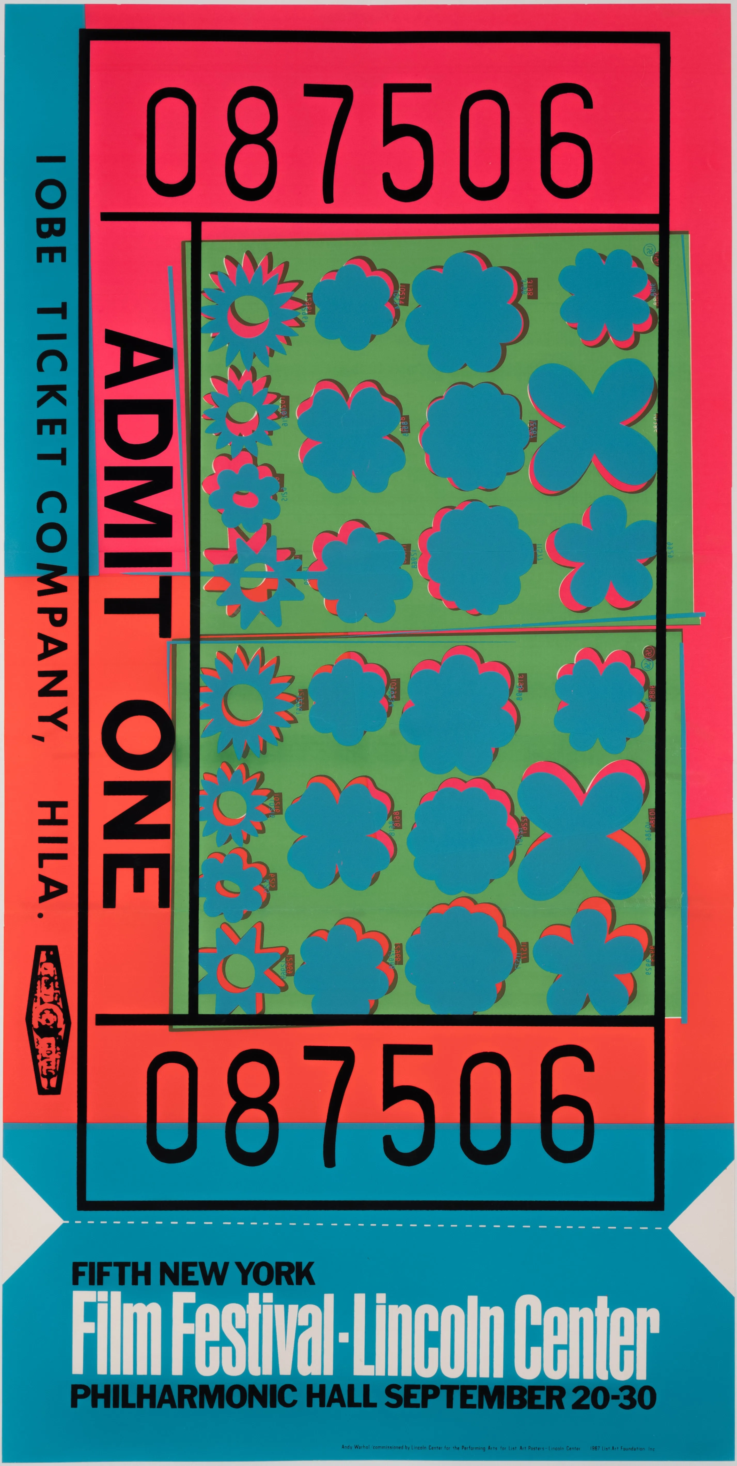 ANDY WARHOL "LINCOLN CENTER TICKET" 1967