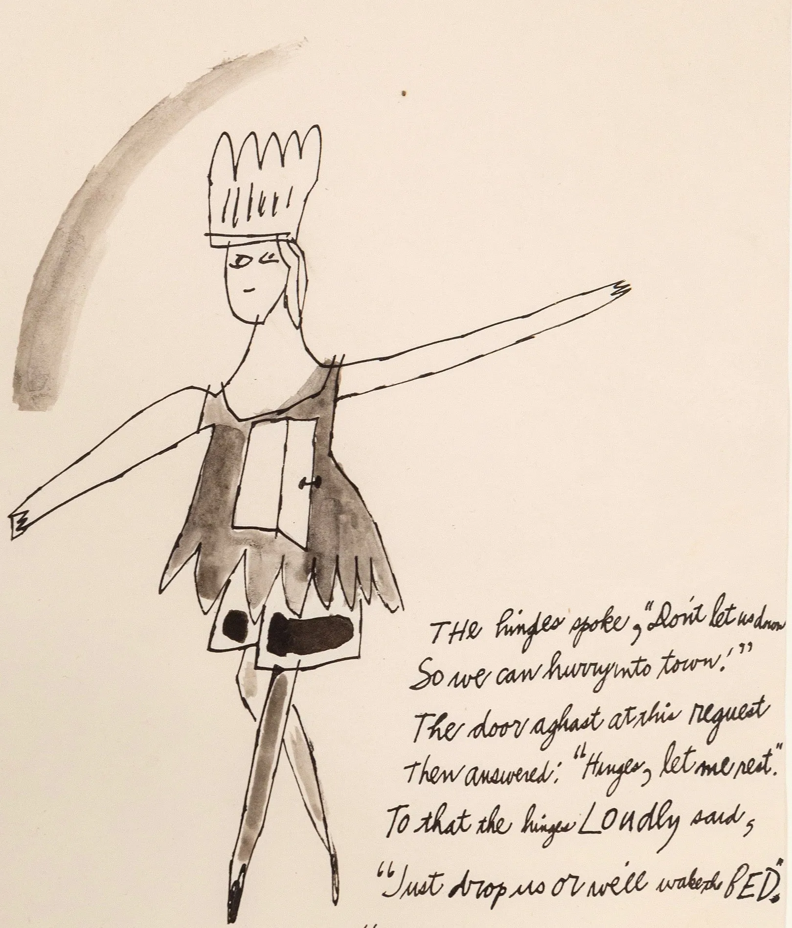 ANDY WARHOL "OFF TO TOWN" DRAWING, 1956
