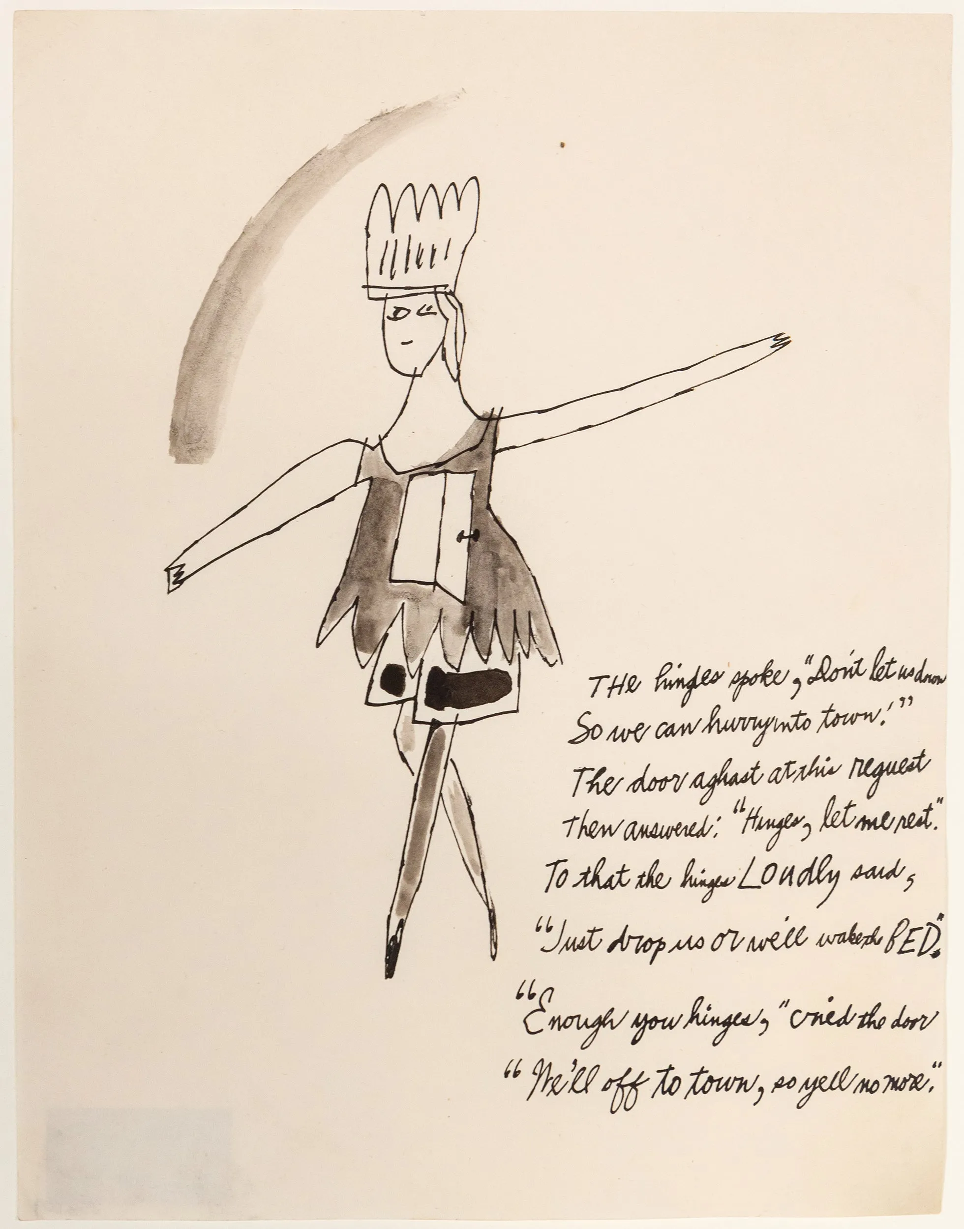 ANDY WARHOL "OFF TO TOWN" DRAWING, 1956