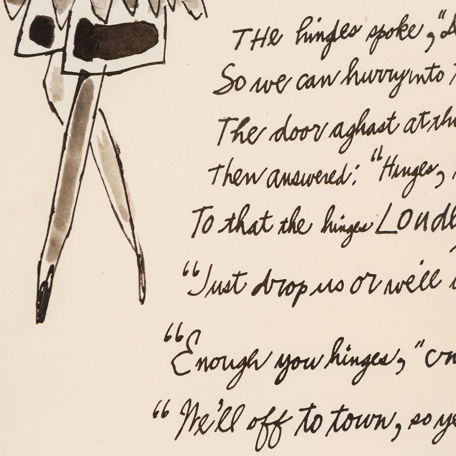 ANDY WARHOL "OFF TO TOWN" DRAWING, 1956