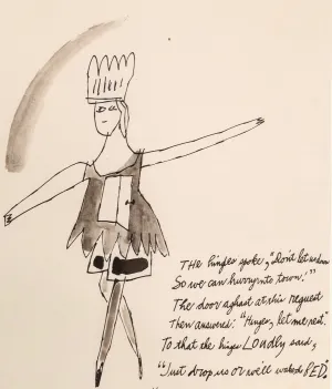 ANDY WARHOL "OFF TO TOWN" DRAWING, 1956
