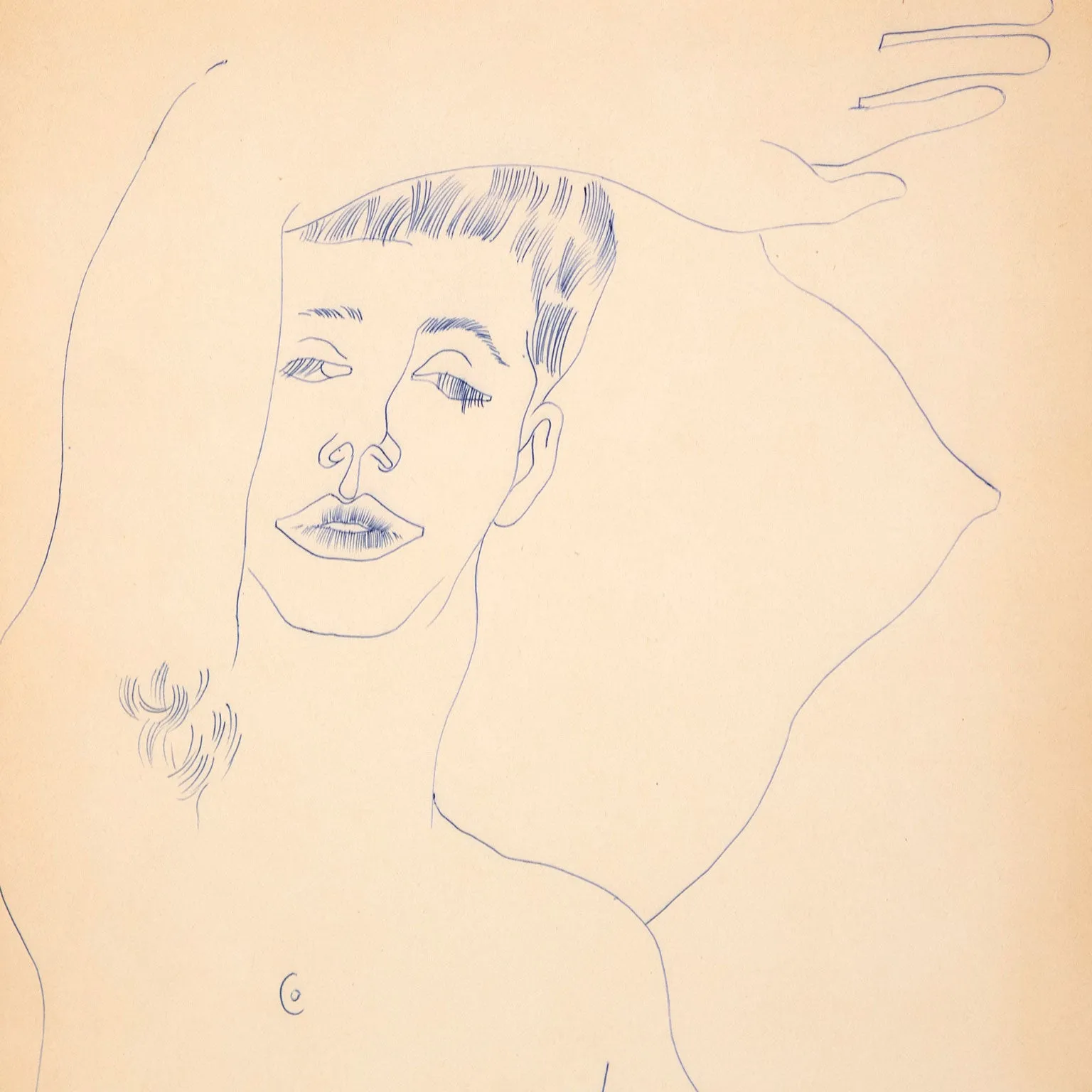 ANDY WARHOL "OVER HEAD" DRAWING, c.1955