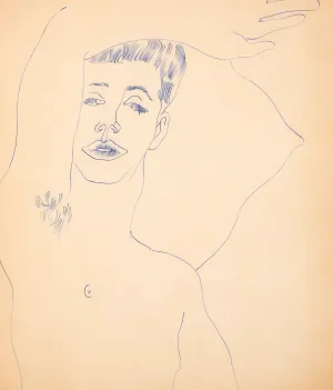ANDY WARHOL "OVER HEAD" DRAWING, c.1955