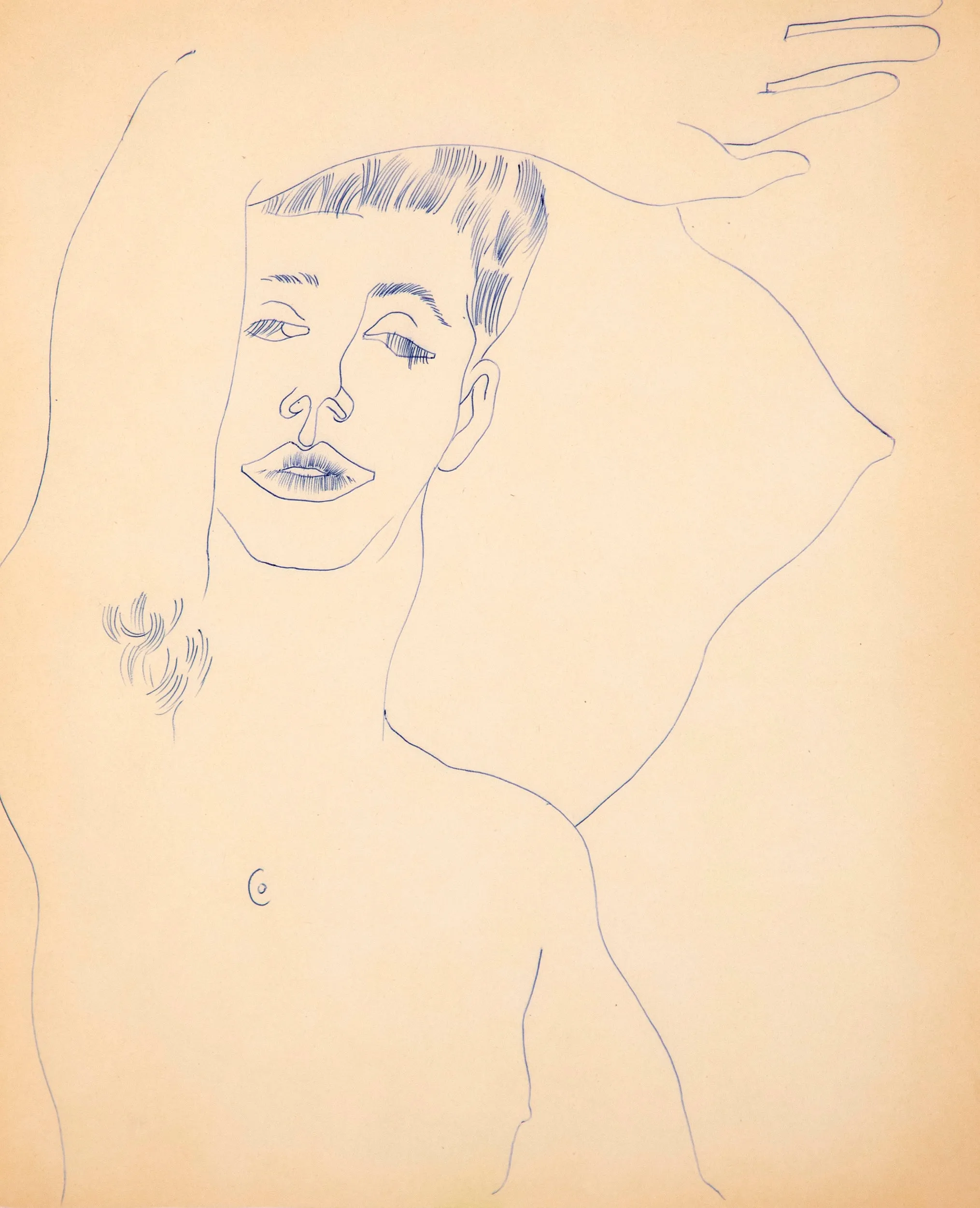 ANDY WARHOL "OVER HEAD" DRAWING, c.1955