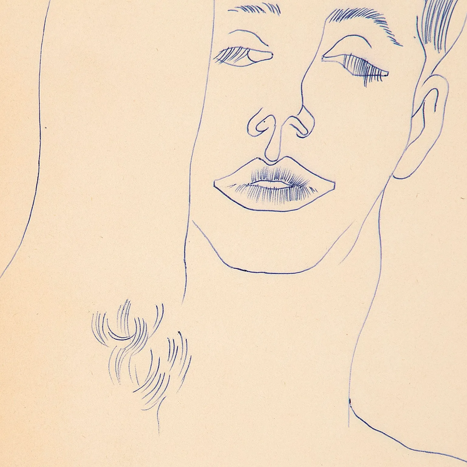 ANDY WARHOL "OVER HEAD" DRAWING, c.1955