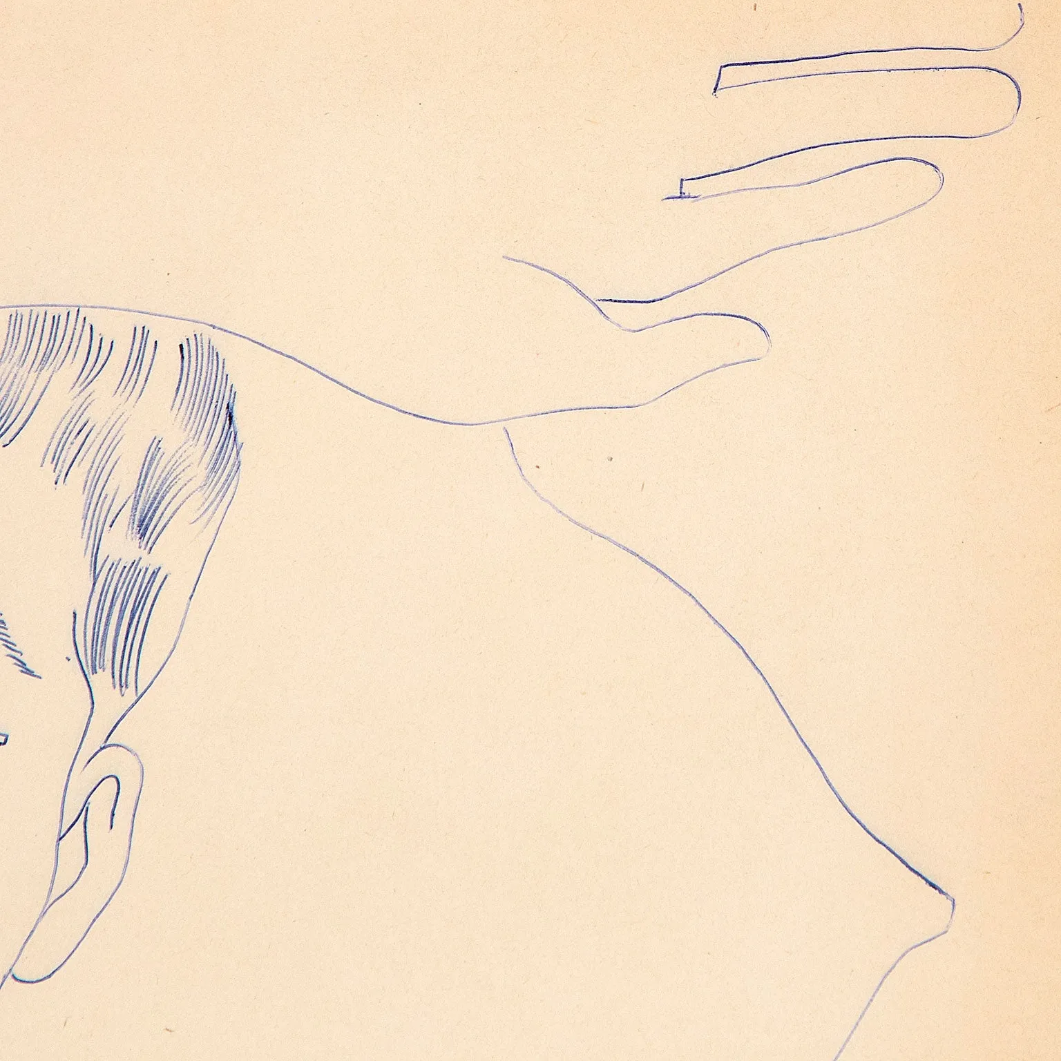 ANDY WARHOL "OVER HEAD" DRAWING, c.1955