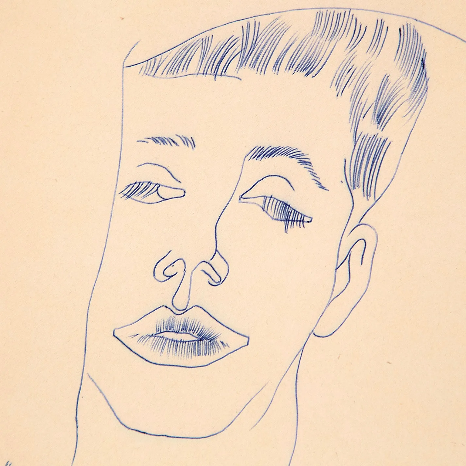 ANDY WARHOL "OVER HEAD" DRAWING, c.1955