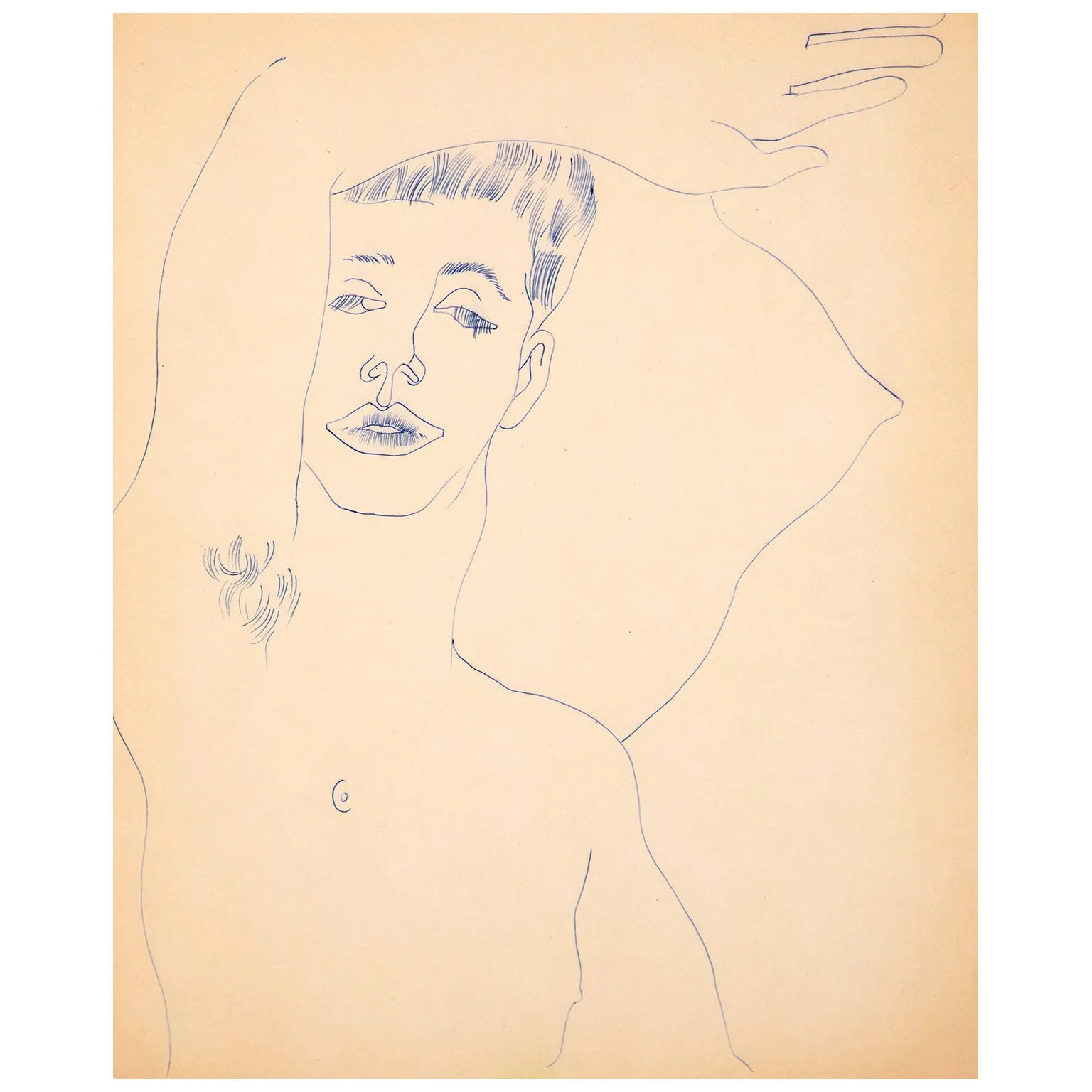 ANDY WARHOL "OVER HEAD" DRAWING, c.1955