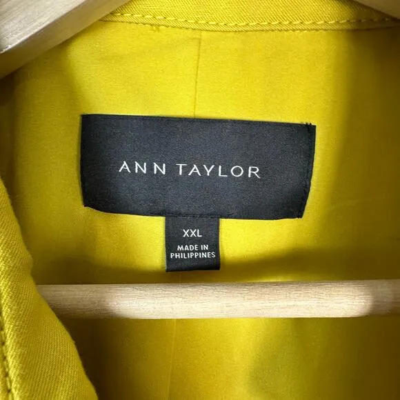 Ann Taylor Women’s Linen Blend Double Breasted Trench Coat Jacket in Yellow XXL