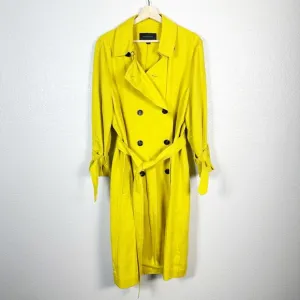 Ann Taylor Women’s Linen Blend Double Breasted Trench Coat Jacket in Yellow XXL