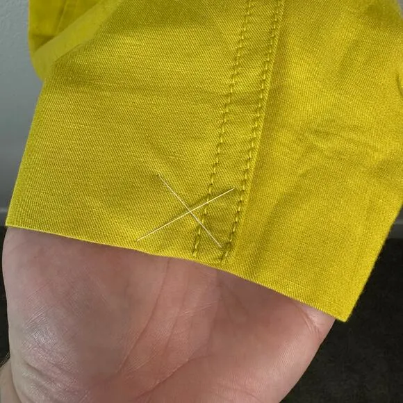 Ann Taylor Women’s Linen Blend Double Breasted Trench Coat Jacket in Yellow XXL